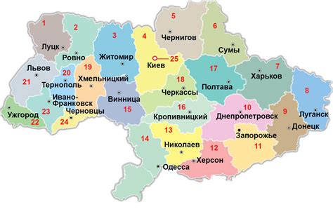 украина по областям карта